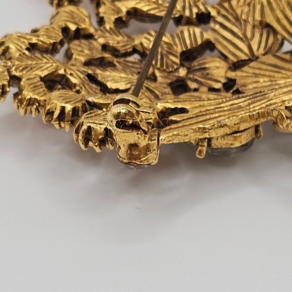 Vtg Signed Florenza Brooch Flower Spray Pin Victorian Revival Hollywood Regency - Picture 8 of 15